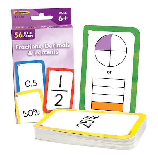 Teacher Created Resources® Fractions, Decimals & Percents Flash Cards Pack, 6ct.